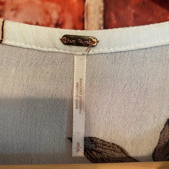 Free People Electric Orchard Swing Tunic Womens Small White Purple Keyhole - Picture 8 of 11